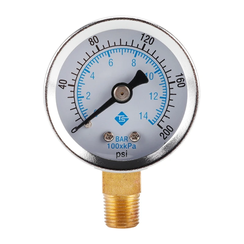 Mechanical Pressure Gauge 1/8 inch NPT Pressure Gauge for Air Oil Water 0-200psi 0-14bar High Accuracy Gauge