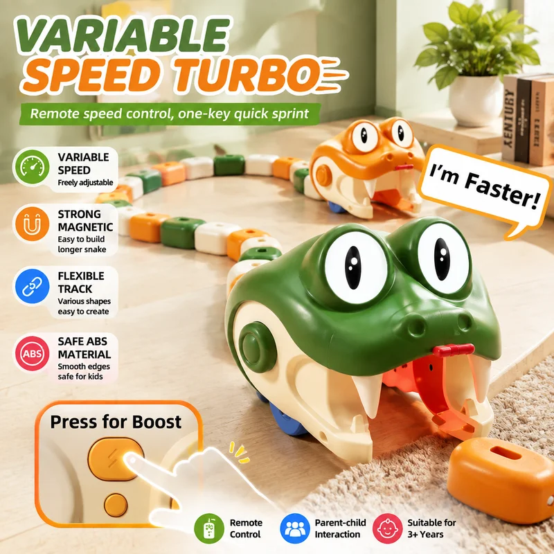 Indoor Game Remote Control Magnetic Gluttonous Snake Toy Two Player Interactive Battle Eater Snake Car With Remote Control
