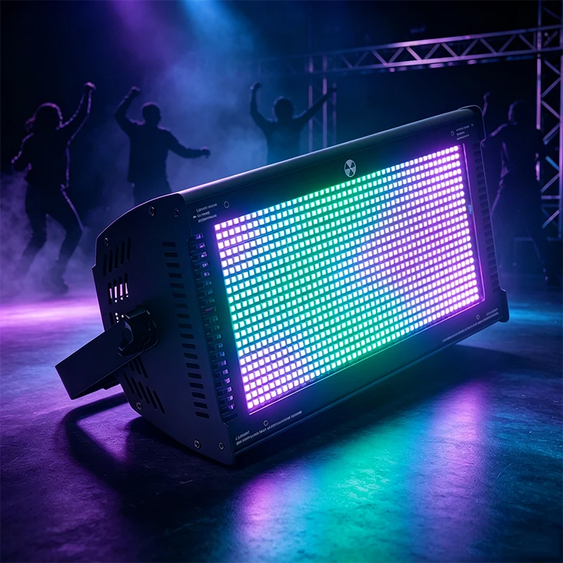 200W RGBW LED Strobe Light 6500K-7500K DMX512 Super Bright Wash Effect DJ Disco Concert Party Full Color Flash Stage Lighting