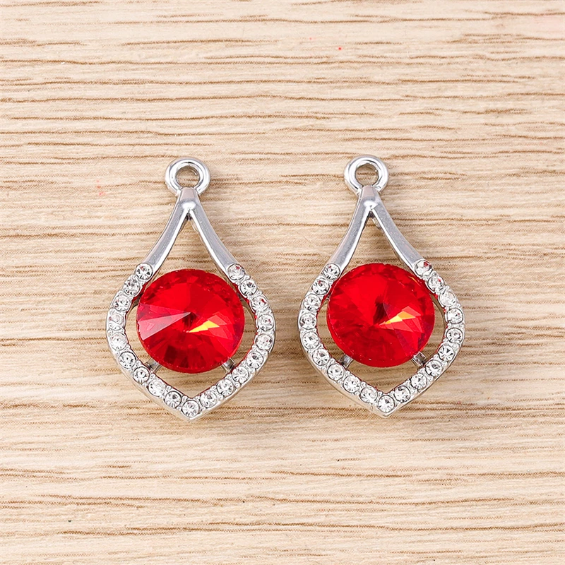 10 Stück 16 x 26 mm elegante Kristall-Wassertropfen-Charms-Anhänger für Schmuckherstellung, Tropfen-Ohrringe, Halsketten, Armbänder, DIY-Bastelbedarf – Detail 3