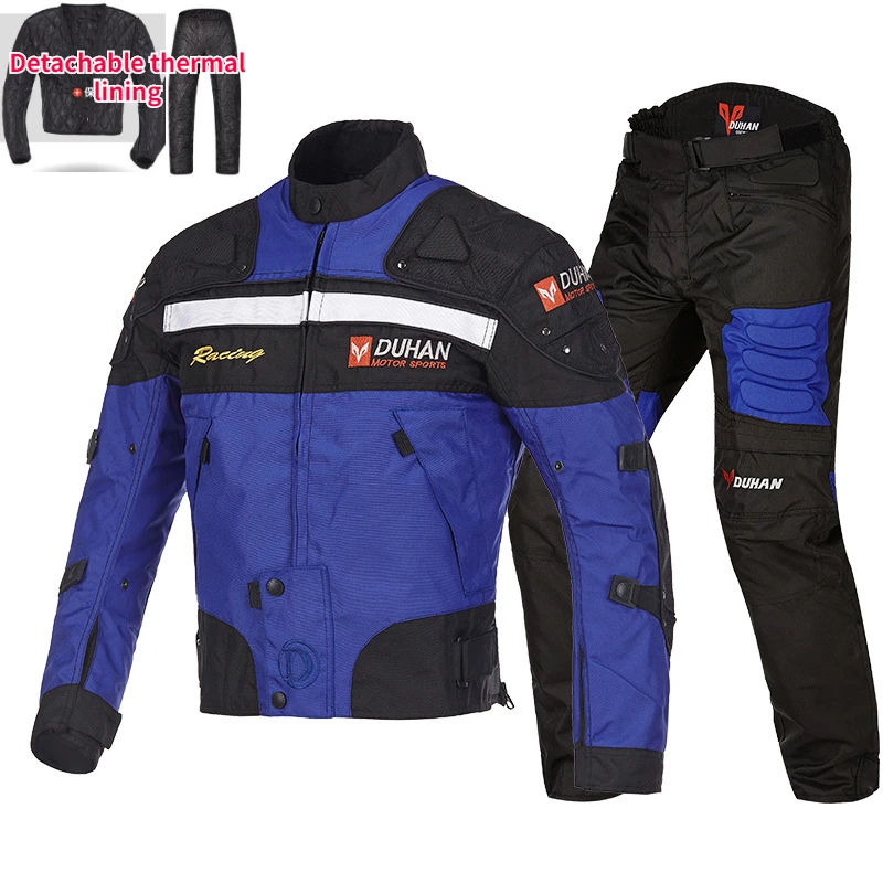 

DUHAN Winter Motorcycle Riding Suit Men's Fashion Suit Racing Motorcycle Jacket Waterproof Anti-fall Racing Suit for All Seasons