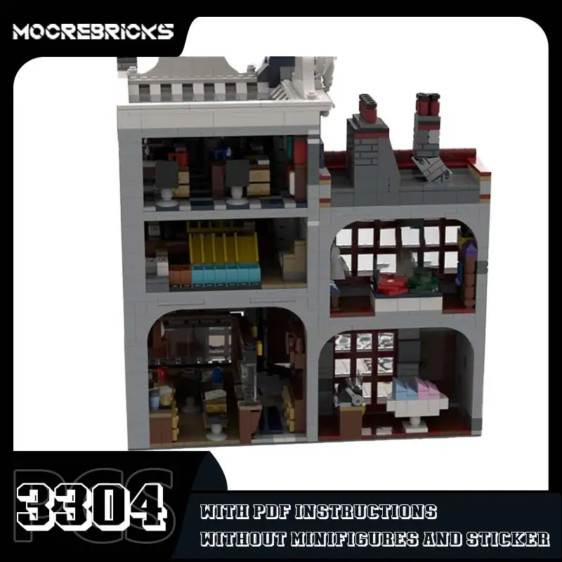 MOC-191628 Street View Corner Modular Architecture Building Blocks Assembly Model Set DIY Houses Bricks Toys Children's Gifts