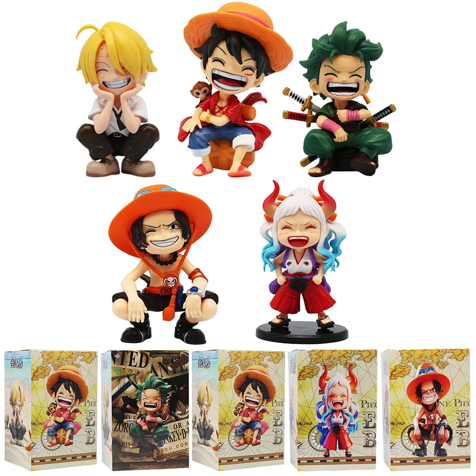 Anime One Piece Monkey D. Luffy Roronoa Zoro Sanji Portgas·D· Ace Yamato Q Versie Anime Figural Pvc Model SurpriseToy Kerstcadeau