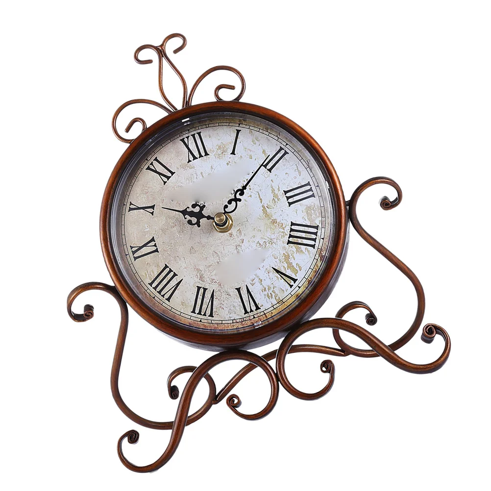 

1Pcs Vintage Retro Iron Table Clock Classic Design Quiet Accurate Home Desk Living Room Ornament