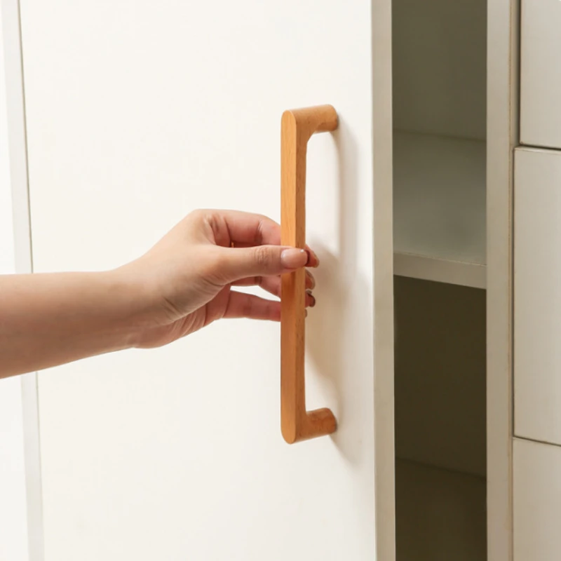 Nordic Wooden Cabinet Handles Solid Wood Furniture Kitchen Door Handle Wardrobe Cupboard Drawer Knobs Hardware Round Pull Handle