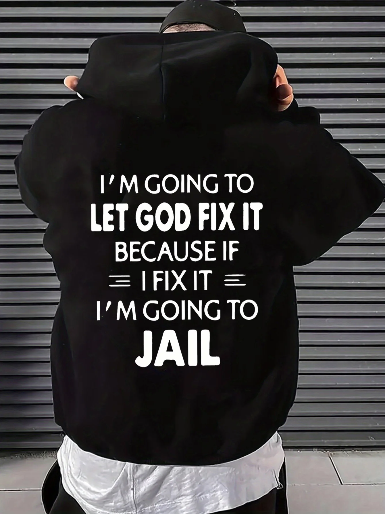 Men's Hooded Sweatshirt Funny Let God Handle It Humorous Graphic Design Plus Size Long Sleeve Casual Meme Humor Quote Style Gift
