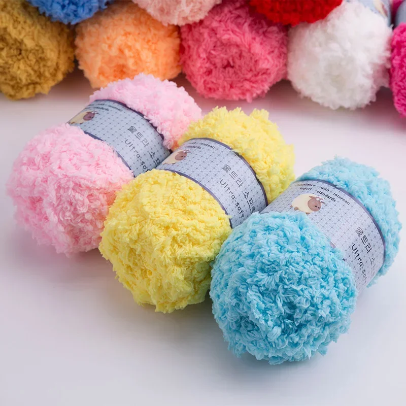 Soft Smooth Yarn Thick Yarn Fiber Velvet Wool Hand Knitting Wool Crochet Yarn for DIY Sweater Baby Knitting Wool Knitting