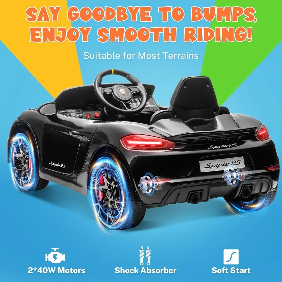 リモコン付き子供用電動乗用車、幼児向け12V乗用玩具、トレーラーホイール付き電動車両