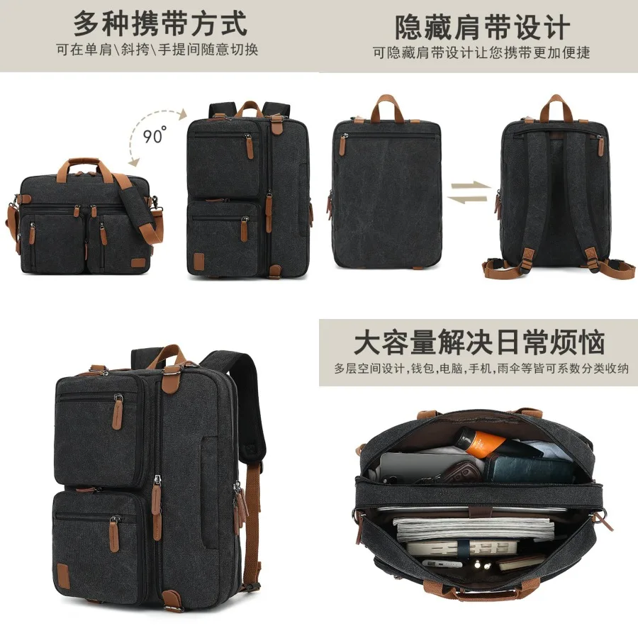

【Новый стиль】Мужская сумка-рюкзак, многофункциональная деловая сумка для ноутбука, вместительная сумка для деловых поездок, на одно плечо, модель S.
