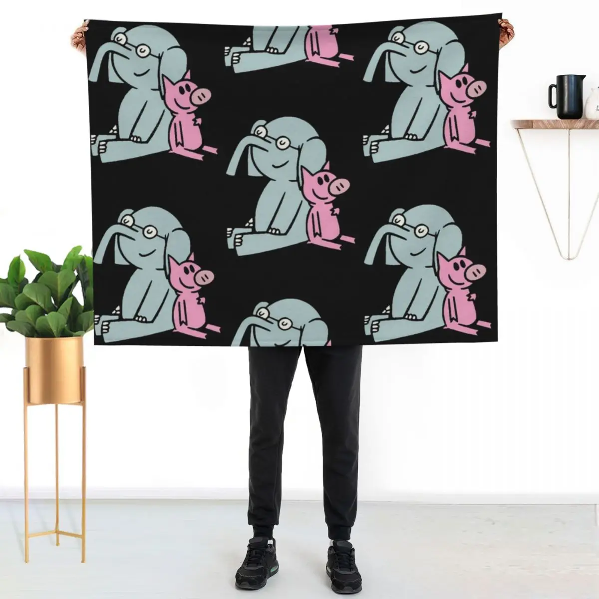

Elephant and Piggie. Gerald and Piggie. Anime transparent sticker, mo willems Throw Blanket