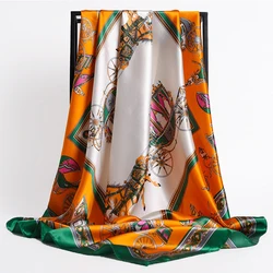 Luxury Brand Fashion 90X90cm Kerchief Scarf Printed Headscarf Wholesale blanket chiffon hijab women foulard bandanna wrap shawl