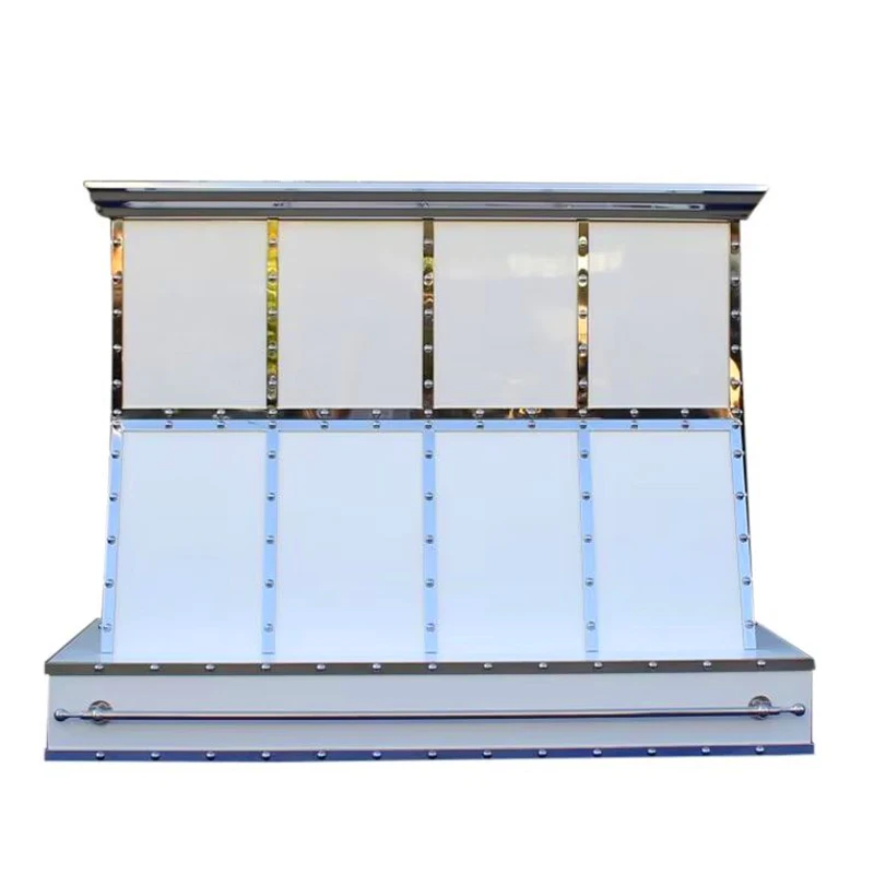 Modern Design Custom Industrial Farmhouse Range Hood Luxury Electric Wall Mount Kitchen Hood 304 Stainless Steel 18-20m/min