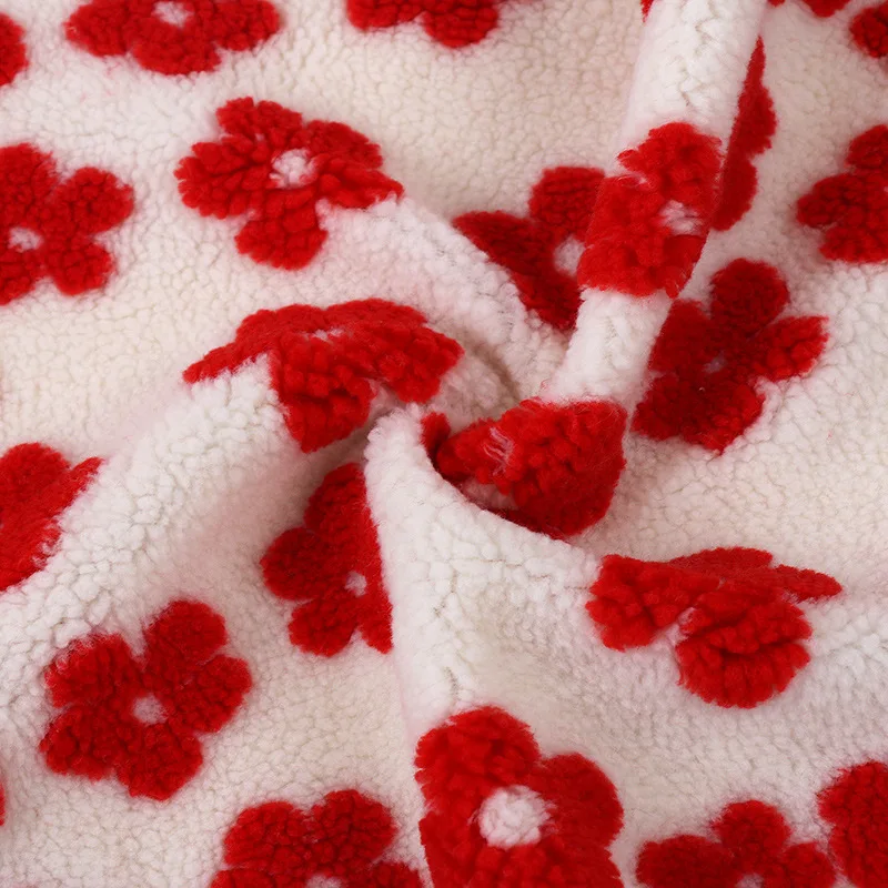 45X150cm Winter Lamb Velvet Jacquard Fabric, Clothing, Toys Flannel, Pillow Cloth, Flower Pattern