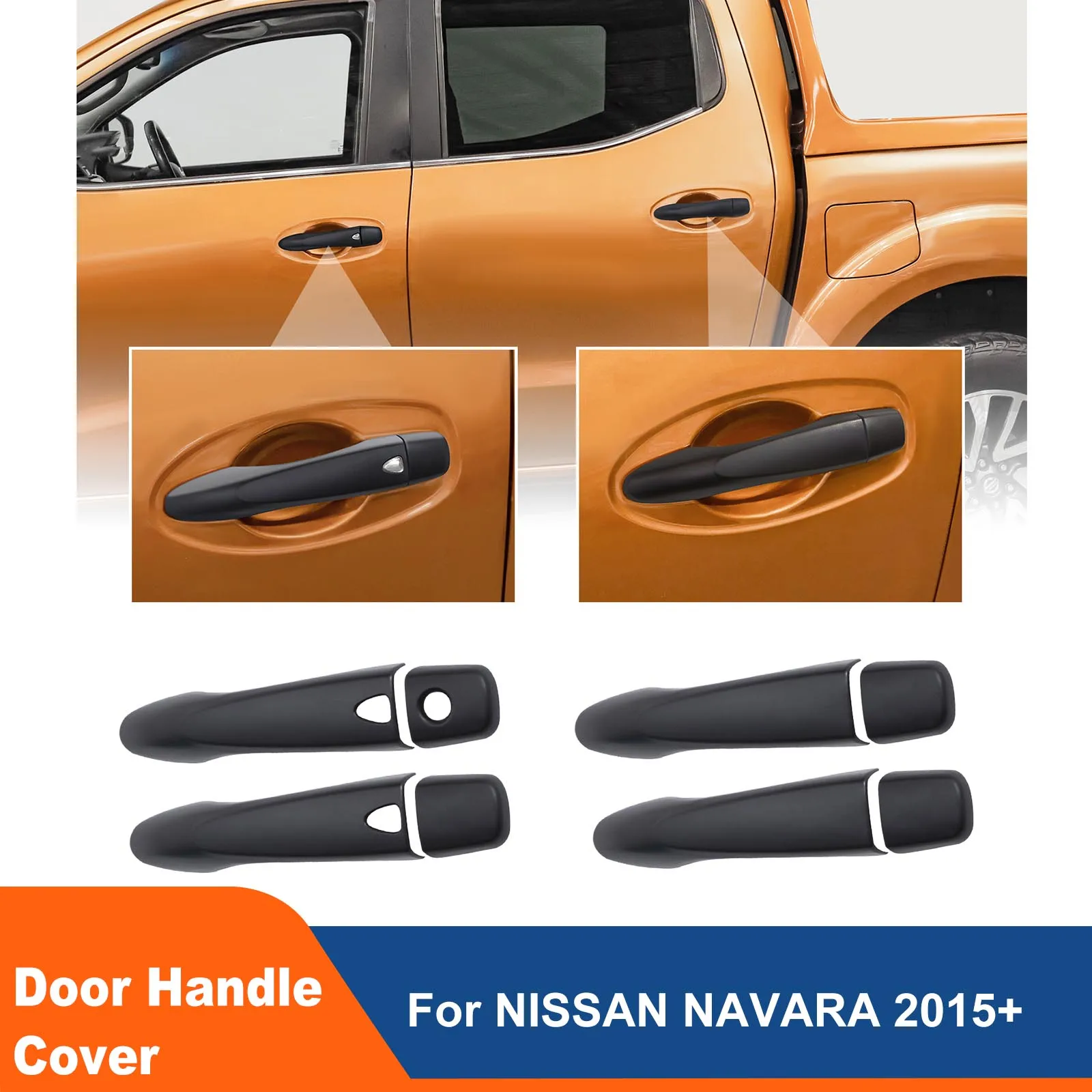 

Keyless Door Handle Cover Trim For Nissan Navara NP300 D23 2015-2024 Matte Black Car Accessories