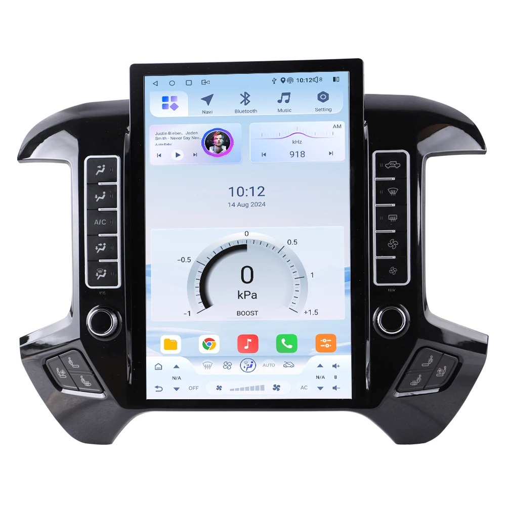 

NaviHua 14,5-дюймовый автомобильный радиоэкран Android для Chevrolet Silverado GMC Sierra 2013 2018, автомобильная навигация, головное устройство Carplay