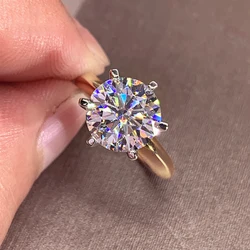 IOGOU 0.5ct-3ct Moissanite Solitaire Ring for Woman Yellow Gold Silver 925 Engagement Wedding Ring with Certificate Jewelry