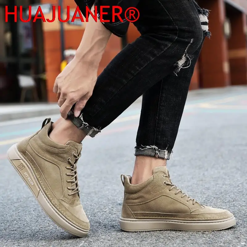 Fashion Mens Shoes Suede Genuine Leather Autumn Winter Men Boots Snow Warm Mens Ankle Boot Luxury Comfortable Male Sneakers