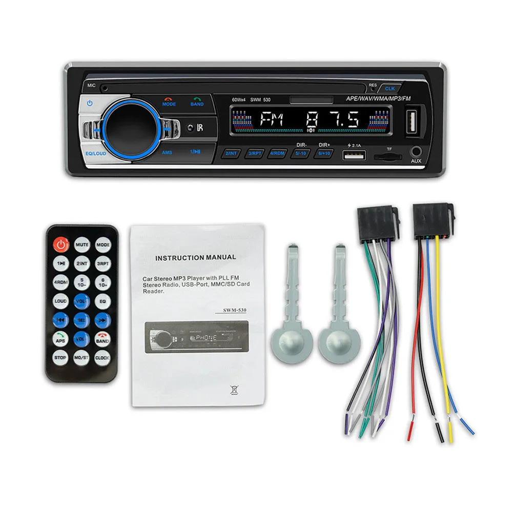 Compatible Single DIN Car Stereo Receiver Offering FM Radio Access and Dual USB/TF Input Options for Media Playback