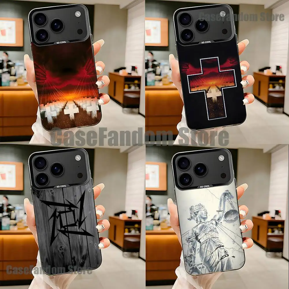 

Logo Music M-Metallica Album For iPhone 17,16,15,14,13,12,11,Pro,MAX,Plus Black Shockproof Candy Matte Cover