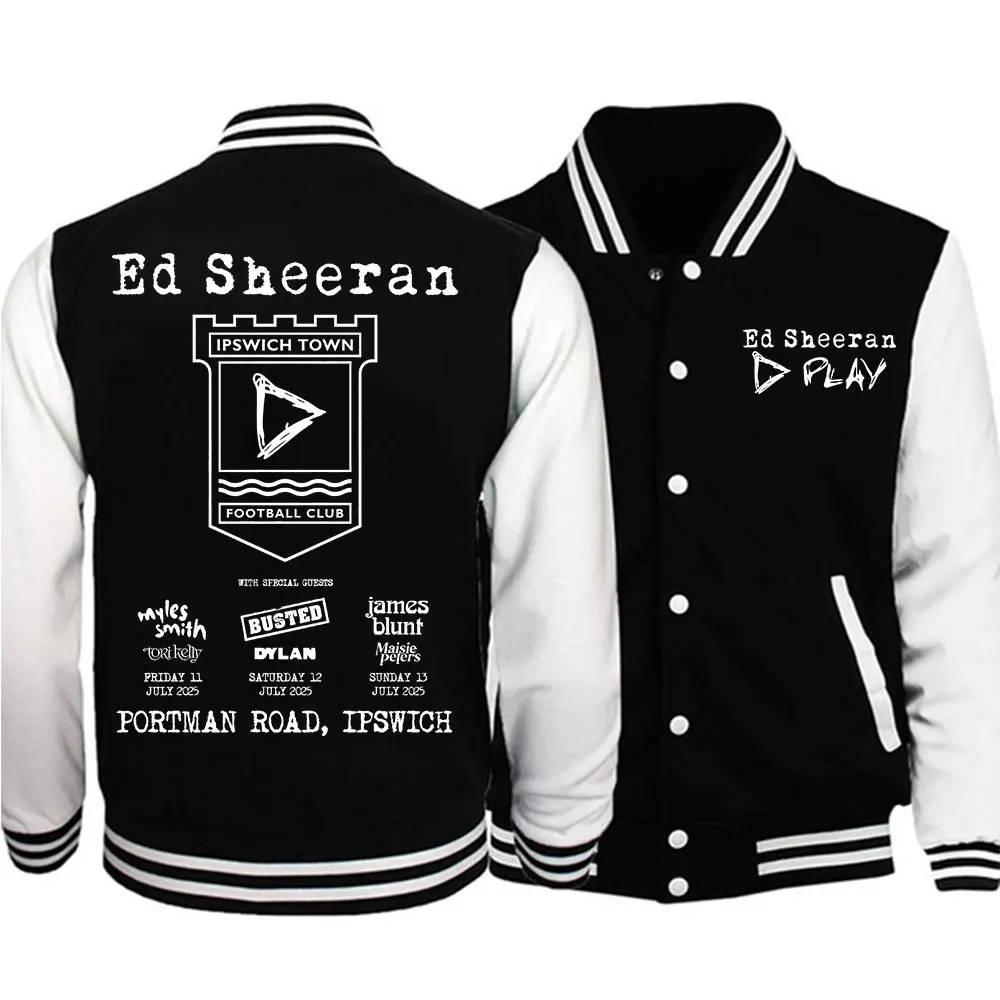 

Ed Sheeran Play Tour 2025 Baseball Uniform Jacket Hiphop Harajuku Baseball Jackets for Fans Gift