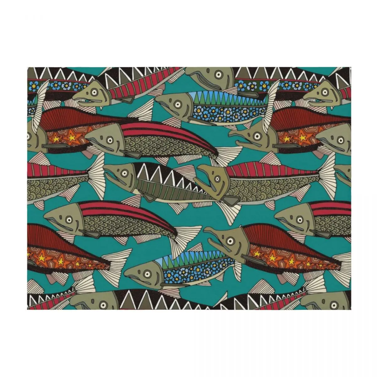 

Alaskan salmon teal Throw Blanket Moving blankets and throws Thin Blankets