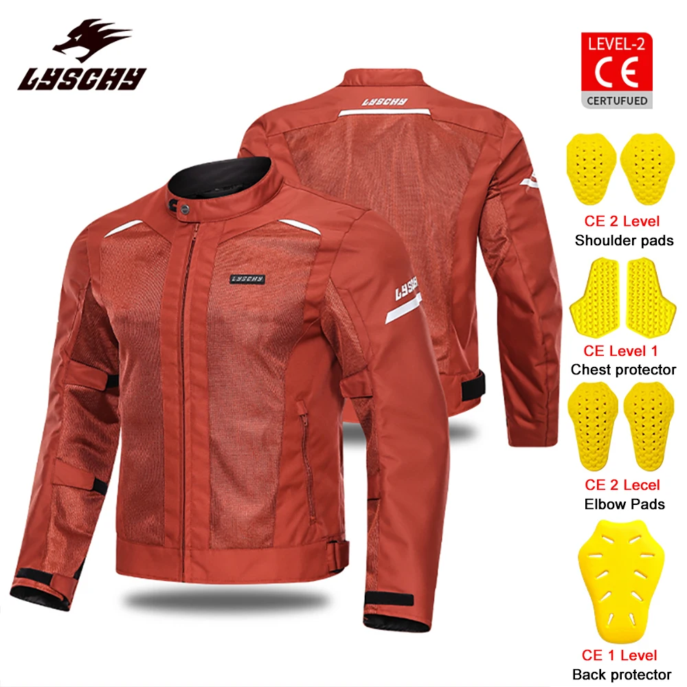 LYSCHY Men Motorcycle Jacket Summer Breathable Jacket CE Protective For Women Motorbike Motorcyclist Mesh Clothing Rider Jacket