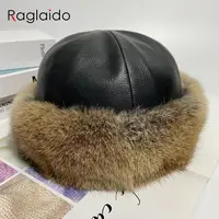 bunny hat women winter fluffy warm rabbit fur beanie hat men women leather caps real fur outdoor snow hat - Image 2