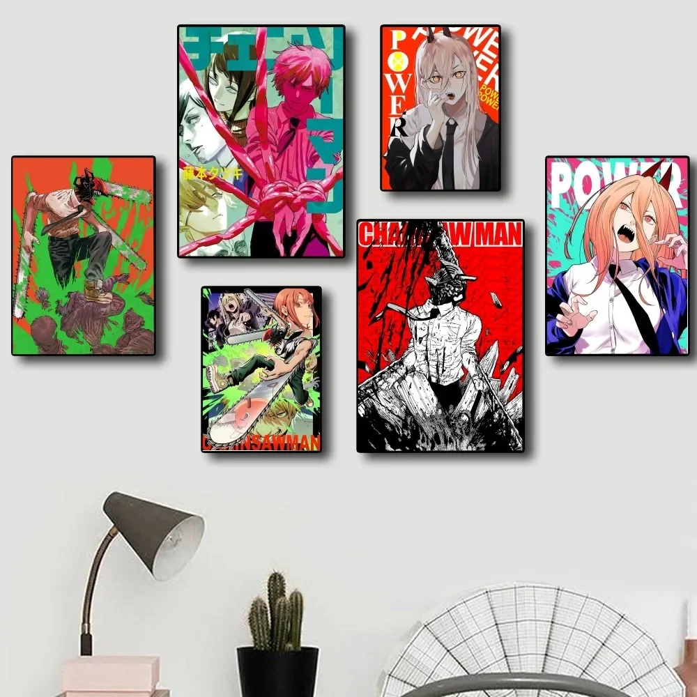 전기 톱 남자 포스터 종이 인쇄 홈 침실 입구 바 카페 아트 페인팅 장식, 1 개 