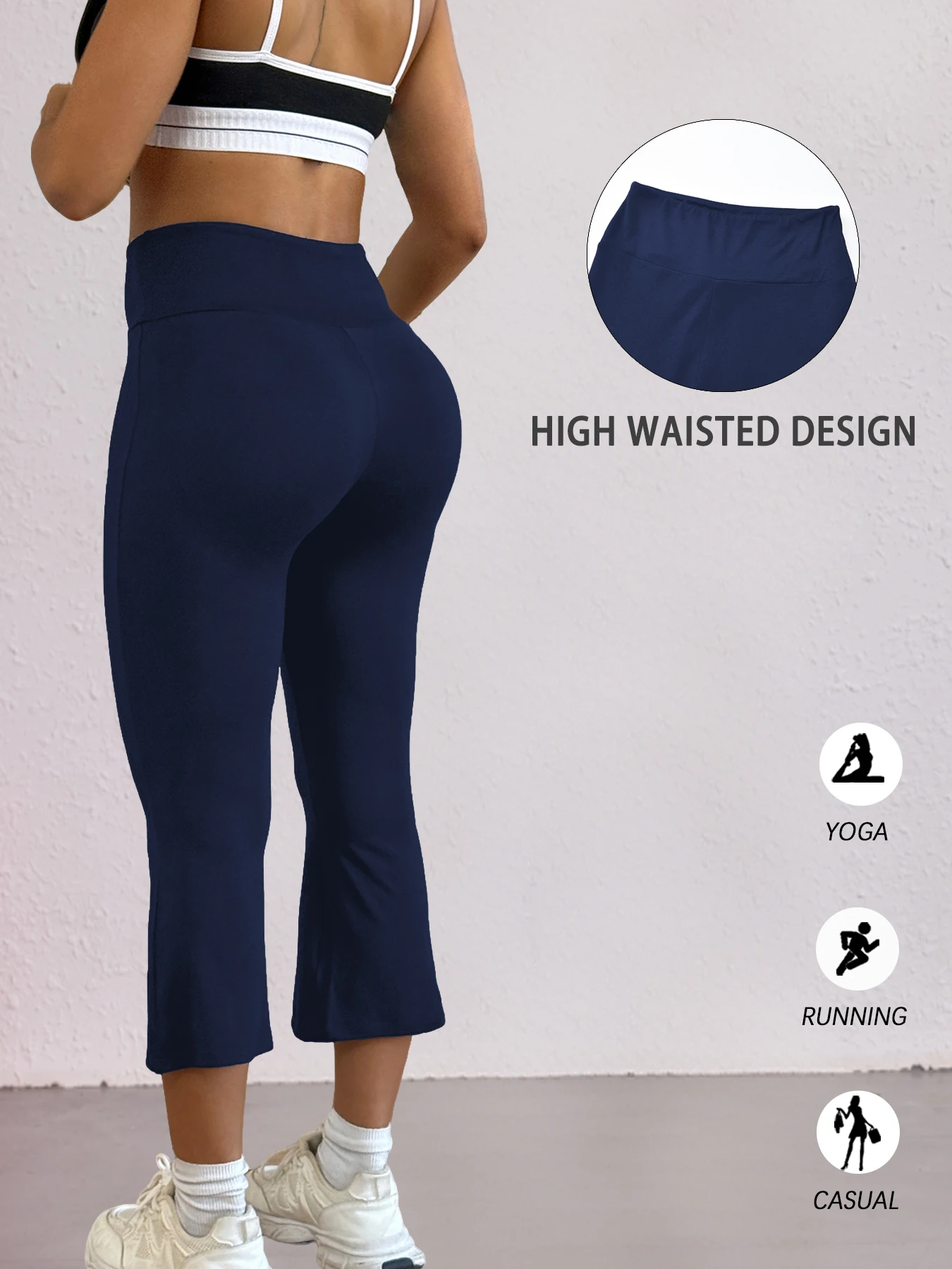 High Waisted Capri Pants For Women,Super Soft Tummy Control Flare Leggings,Workout Running Yoga Athletic Leggings
