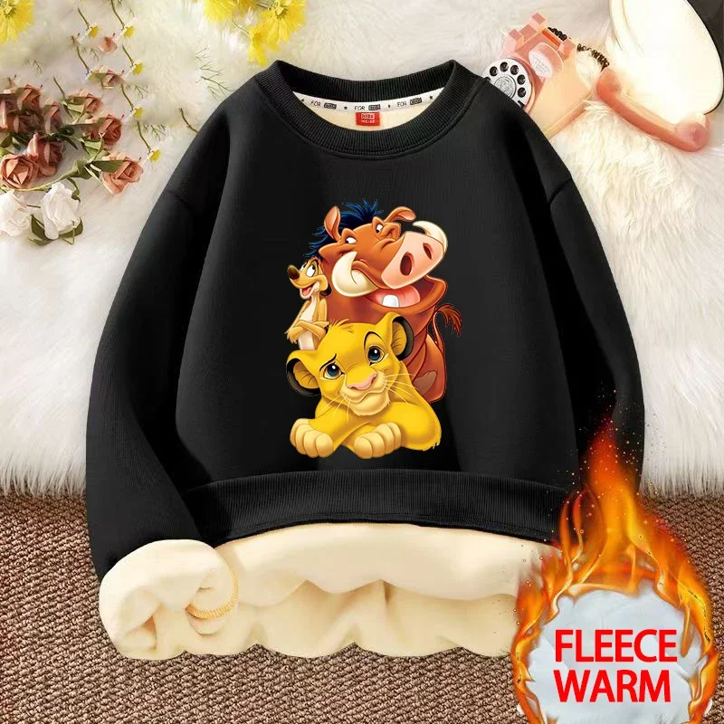 

Mufasa Lion King Baby Thickened Fleece-lined Boys Girl Kids Anime Sweatshirt Without Hoodie Warm Pullover Round Neck Winter Tops