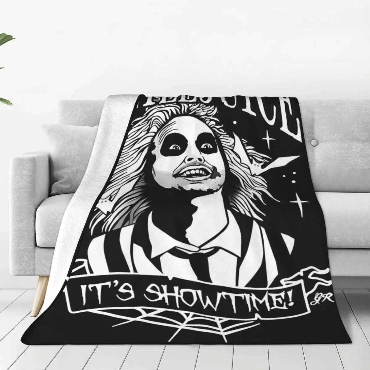 B-Beetlejuices Halloween Horror Knitted Blankets Fleece Throw Blanket Bedroom Sofa Portable Soft Warm Bedsprea