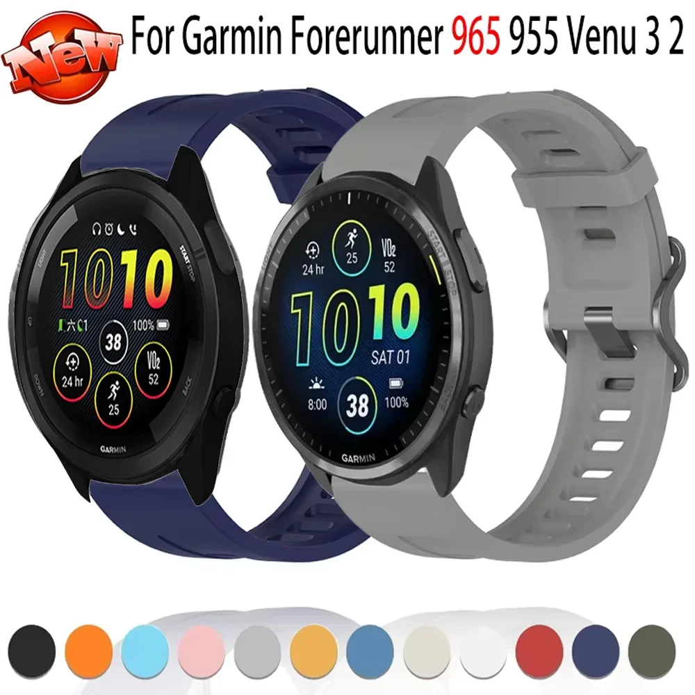 

22mm Silicone Strap for Garmin Forerunner 265 255 Vivoactive 4 Comfortable Replacement Wristband for Forerunner 965 955 Venu 3 2