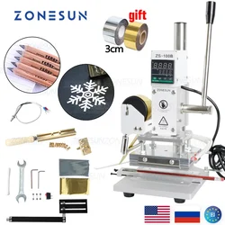 ZONESUN ZS-100B Pencil Adapter Digital Control Hot Foil Stamping Machine Pvc Paper Manual leather Bronzing embossing Machine