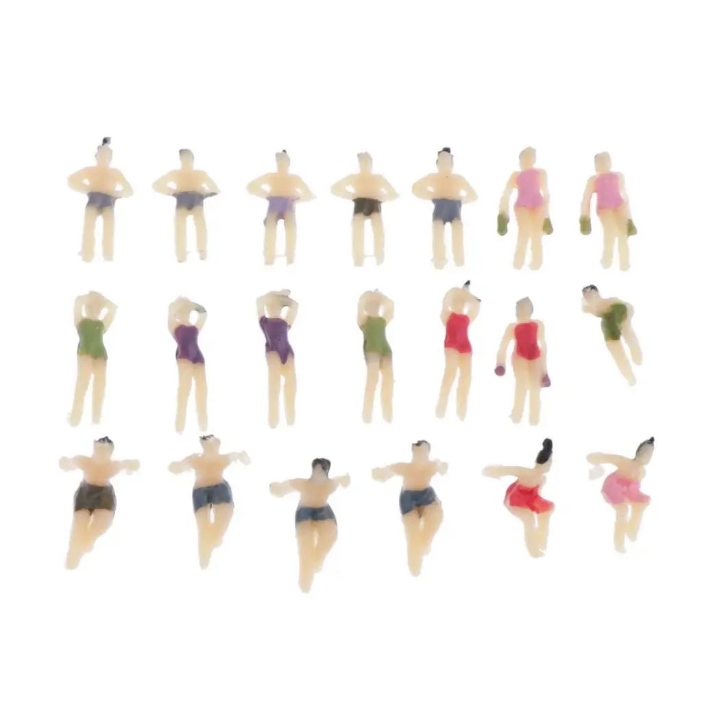 20pcs 0 Scale Colorful Painted Mixed Model People Figure Layout