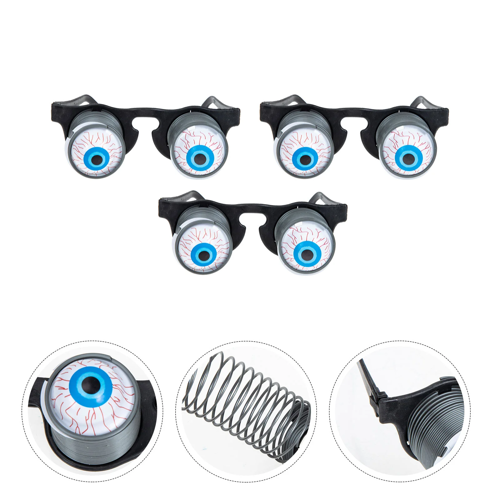 3 Pcs Sun Glasses Halloween Prank Eyeballs Props Party Clown Bounce Eyeglasses Black Funny Novelty Eyes Child