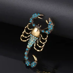 Retro Colorful Crystal Zircon Scorpions Brooch Pin for Men Boys Scorpion Collar Brooches Dress Decoration Gifts