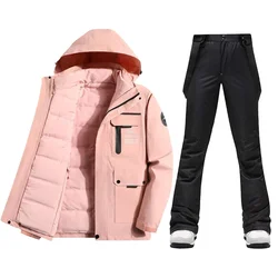 Doudoune et pantalon de ski imperméables pour femme, ensemble de ski, vêtements de neige, coupe-vent, snowboard, hiver