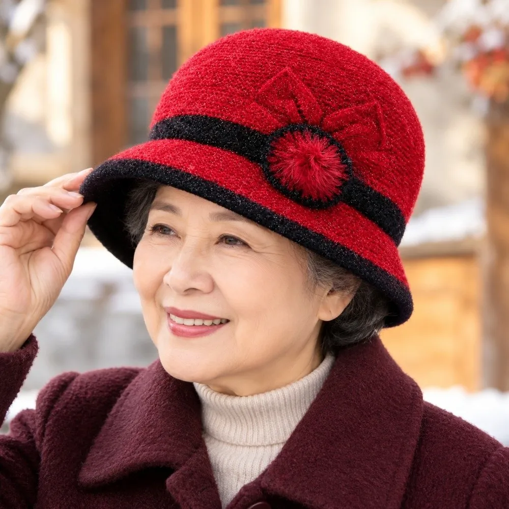Womens Knit Beanie Thick Warm Lining Stretchy Fabric Fleece Lined Cap Wind Resistant Ear Protection Rabbit Fur Hat Cold Weather