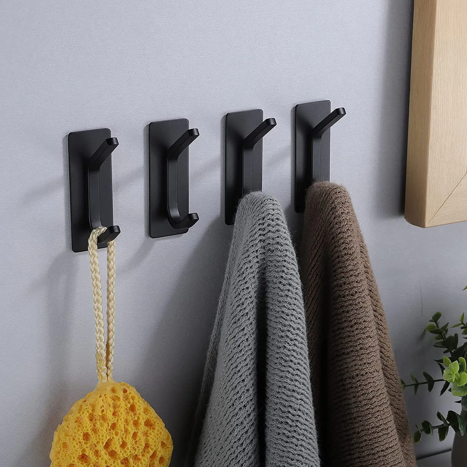 No Drilling Kitchen Bathroom Storage Holder Black Robe Towel Rack Door key Clothes Coat Bag Hanger Hook Organizer Holder Rack