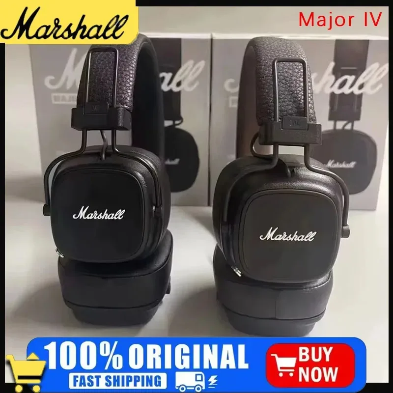 Auriculares Inalámbricos Bluetooth Marshall Major IV, Auriculares con Cancelación de Ruido, Auriculares Plegables de Alta Fidelidad, Cable Desmontable