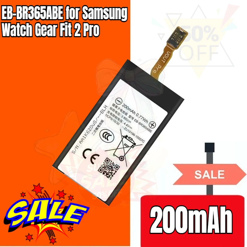 Аккумулятор 200 мАч EB-BR365ABE для Samsung Watch Gear Fit 2 Pro SM-R365 R365, обновленный, высокопроизводительный, с увеличенной емкостью, сменный, +инструменты