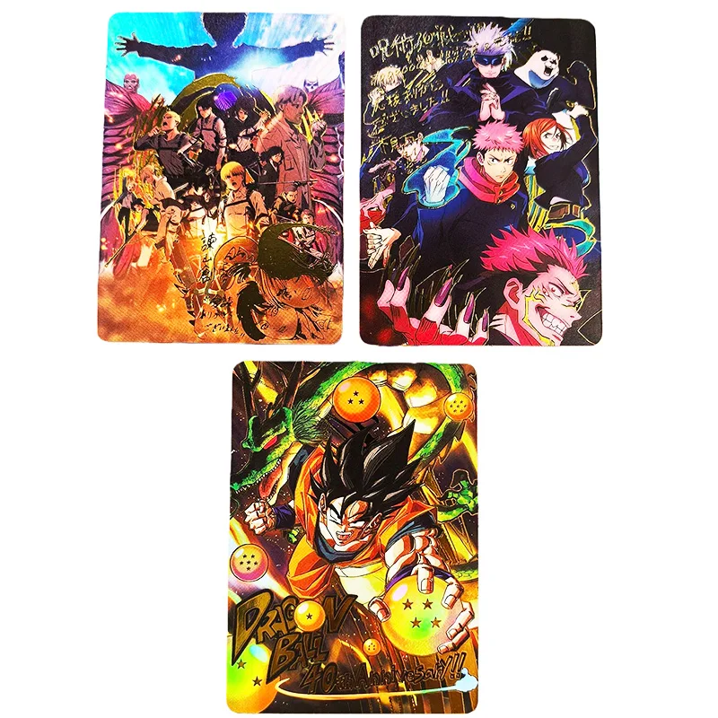 3pcs/set Dragon Ball Z Jujutsu Kaisen Completion Commemorative Card Goku Gojo Satoru Eren Jaeger Levi Game Collection Cards