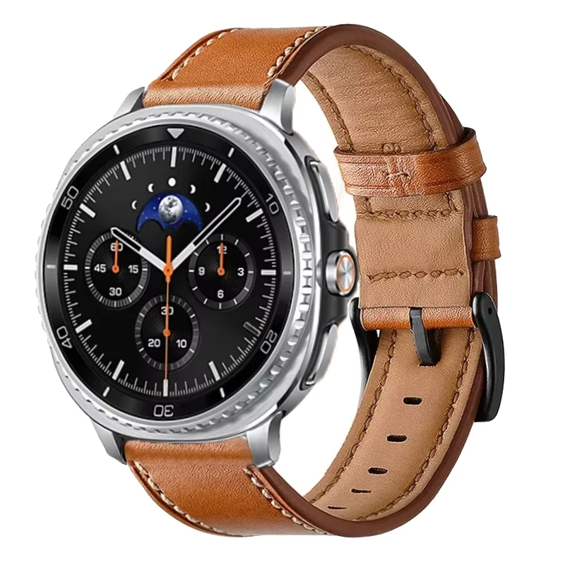 Retro-Lederarmband für Samsung Galaxy Watch 8/8 Classic, nahtloser Ersatzarmreif für Samsung Galaxy Watch Ultra 2025.