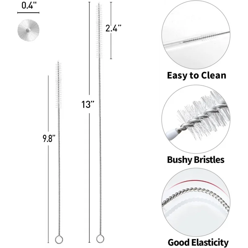 แปรงทำความสะอาดหลอด, แปรงทำความสะอาดท่อยาว, หลอดบนแก้วน้ำ, ขวด, ถ้วยซิปปี้และท่อ (9.8 นิ้ว + 13 นิ้ว)