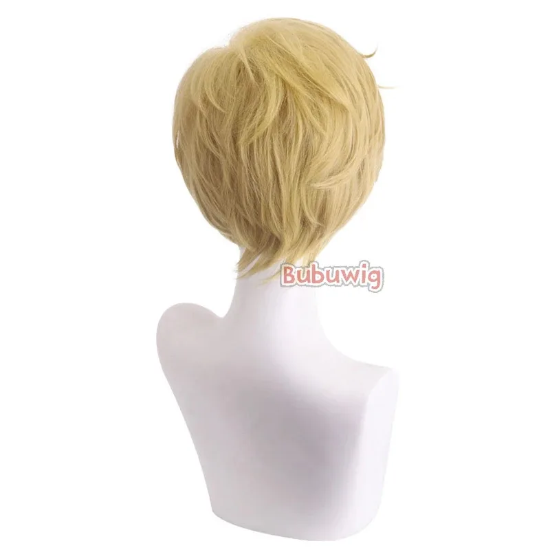 CyBubuwig 합성 머리 하루카 텐오우 세일러 천왕성 코스프레 가발 여성 짧은 스트레이트 28cm 금발 파티 가발 내열성