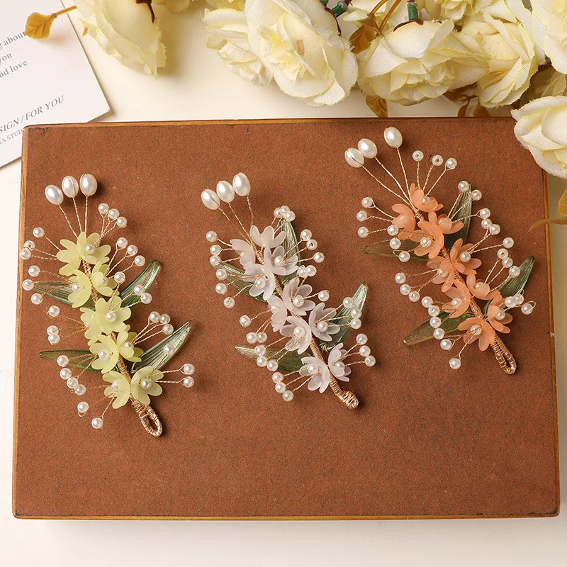 

5 шт., наклейка с жемчужными лепестками, сделай сам, античный стиль, медная проволока, заколка для волос с цветком, повязка на голову, аксессуары Cheongsam, нашивки для одежды