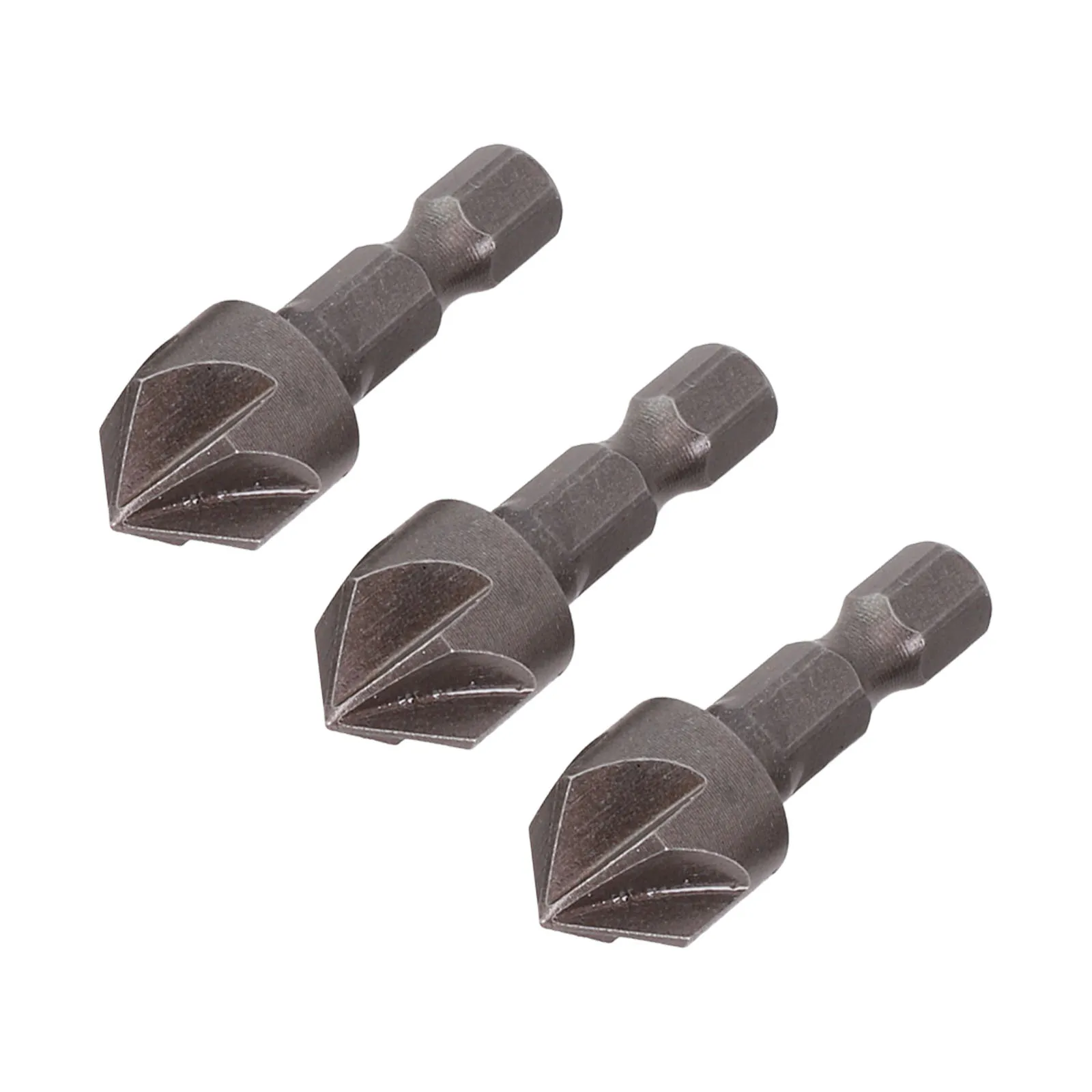 Drill Bits 5 Flute Drill Bits 13mm Diameter 36mm Length 3Pcs 45# Steel 5 Flute 90 Degree 6.35mm Shank Diameter Gray