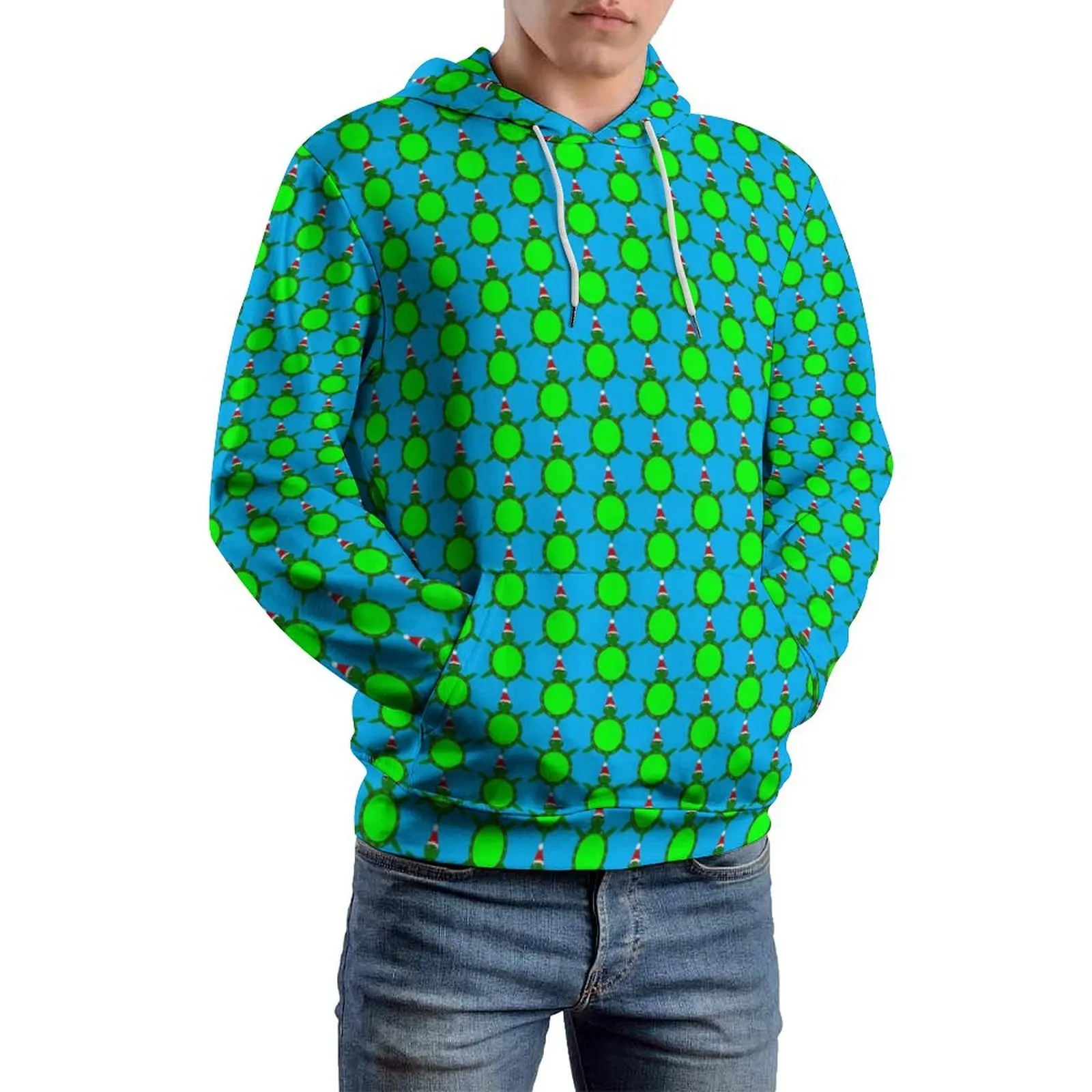 Christmas Sea Turtle Loose Hoodies Flowery Shell Casual Hoodie Man Long-Sleeve Aesthetic Graphic Hooded Sweatshirts Large Size