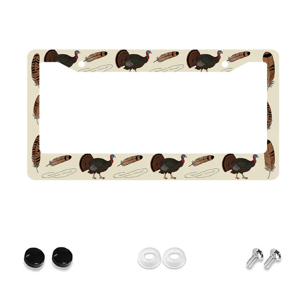 

1 шт., коричневая рамка с турецким пером, 2 отверстия, рамка номерного знака, алюминиевый материал, 6x12 дюймов с винтом, новинка, украшение автомобиля