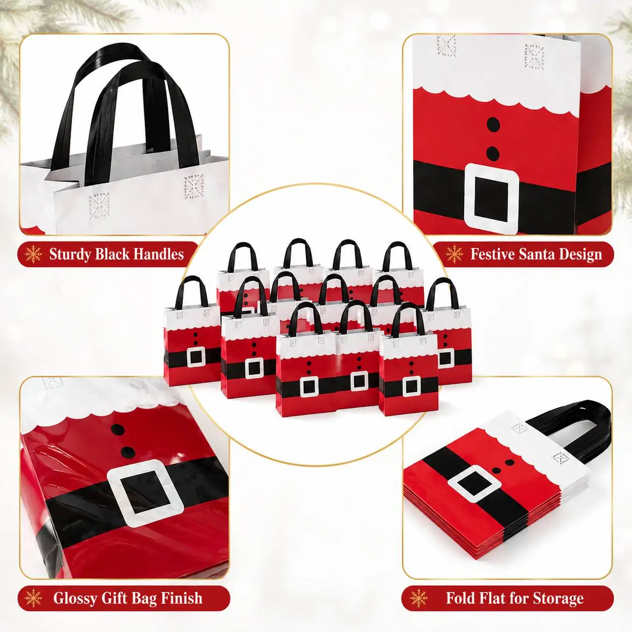 10/20Pcs Christmas Gift Bag Set, for Gift Packaging, Holiday Giveaways As Party Souvenirs And Shopping Items, Holiday Handbags